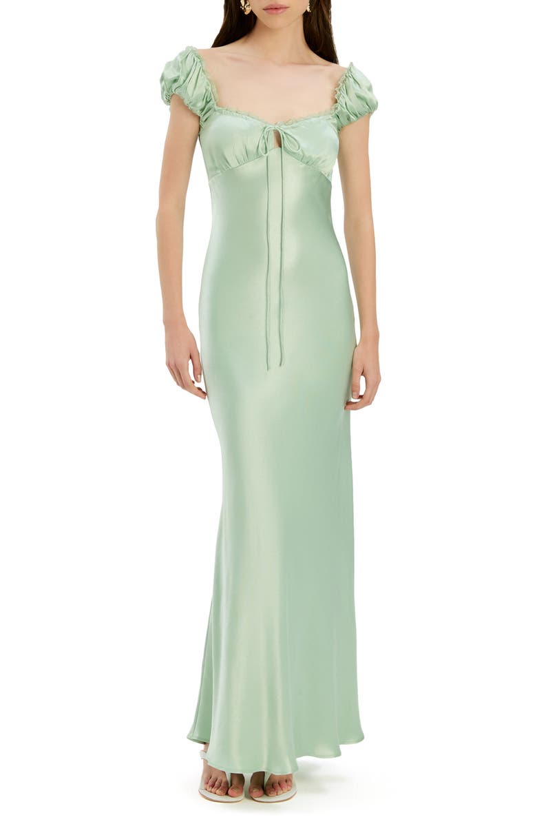 Bardot Stasia Satin Slipdress, Main, color, Pistachio