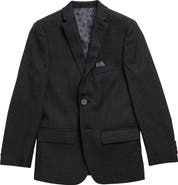 Tallia Kids' Charcoal Windowpane Two Button Notch Lapel Sport Coat