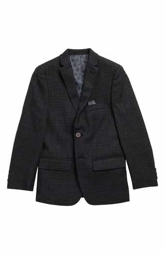 Kids' Charcoal Windowpane Two Button Notch Lapel Sport Coat