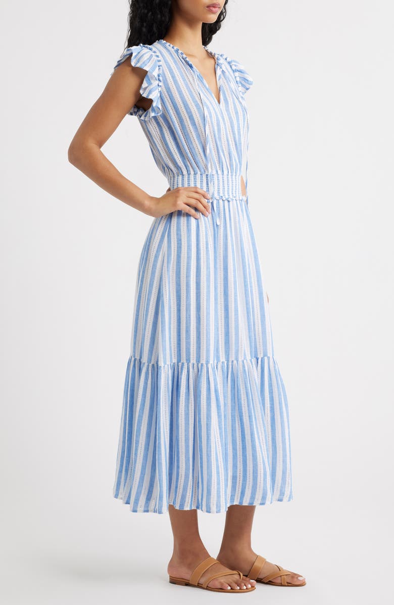 Rails Garden Smocked Waist Linen Blend Maxi Dress, Alternate, color, Atlantis Stripe
