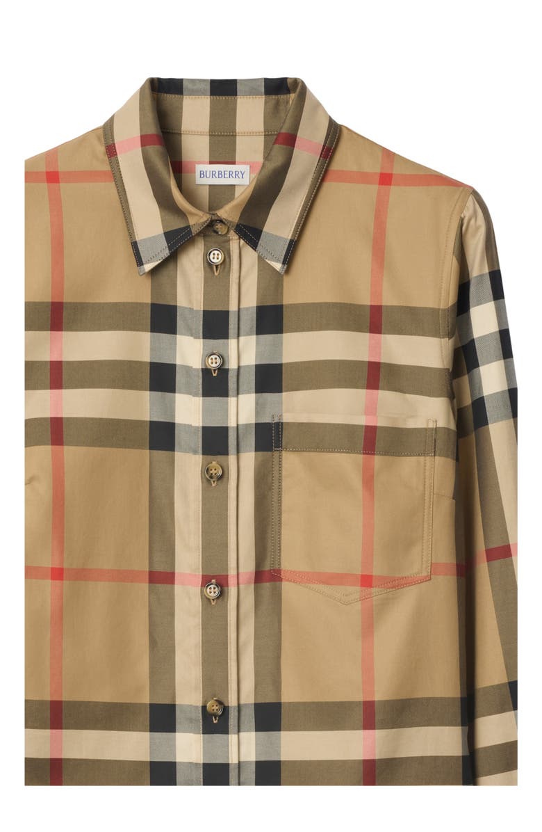Burberry Slim Fit Check Cotton Shirt, Alternate, color, Archive Beige