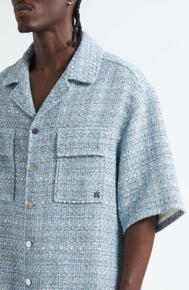 AMIRI Bouclé Camp Shirt, Alternate, color, Ashley Blue