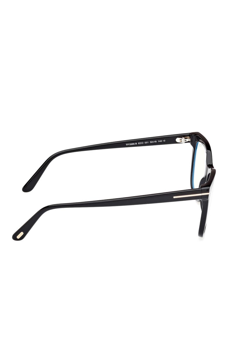 52mm Square Blue Light Blocking Glasses, Alternate, color, BLACK ECO / T LOGO