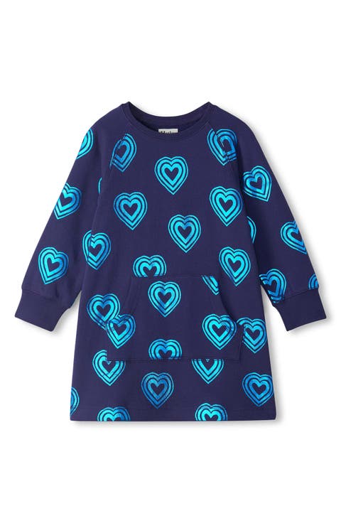 Kids' Rainbow Hearts Sweatshirt Dress