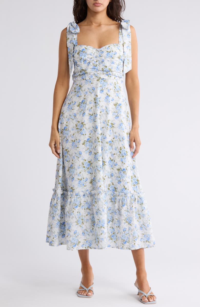 Blu Pepper Floral Tie Strap Midi Dress, Main, color, 