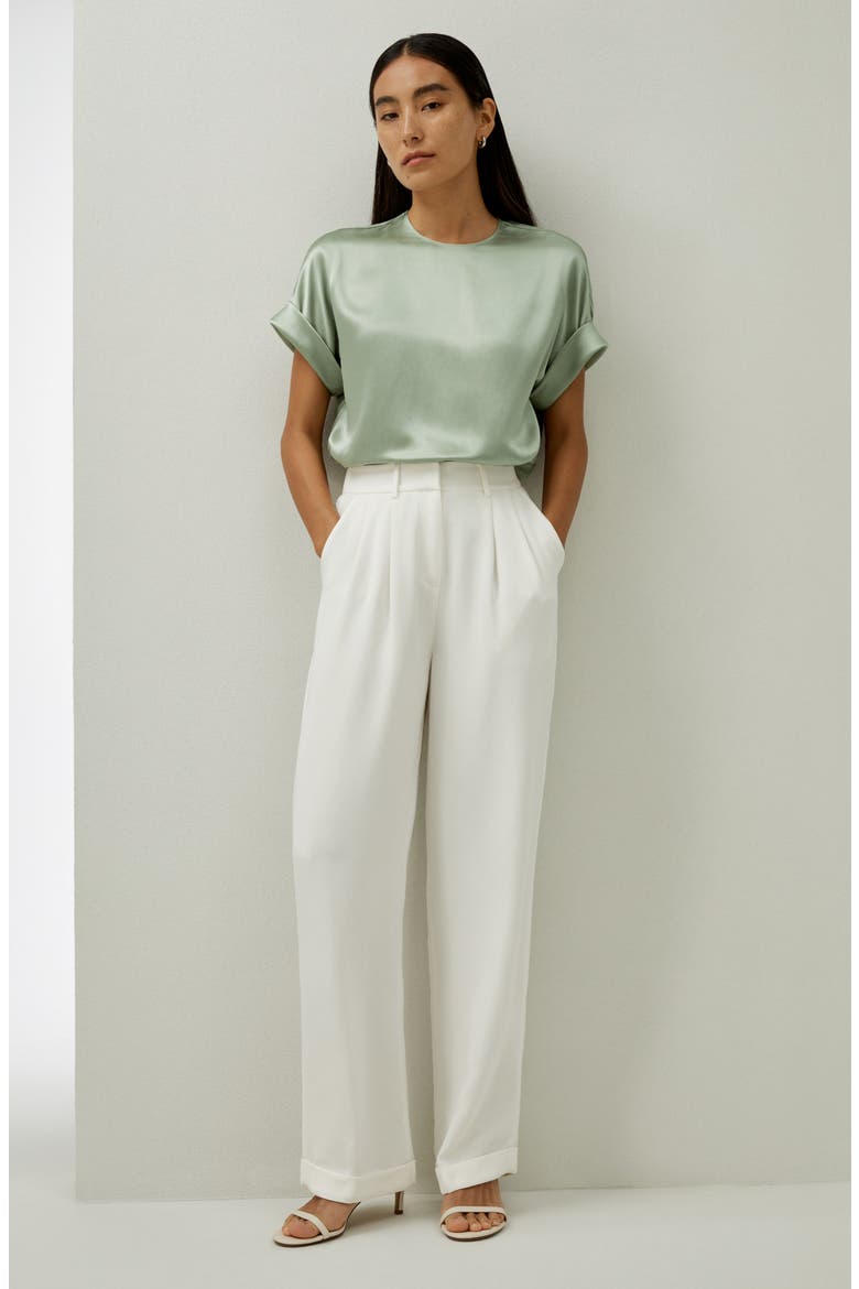 Women's Contemporary Oversized Silk Top, Alternate, color, Pale Turquoise