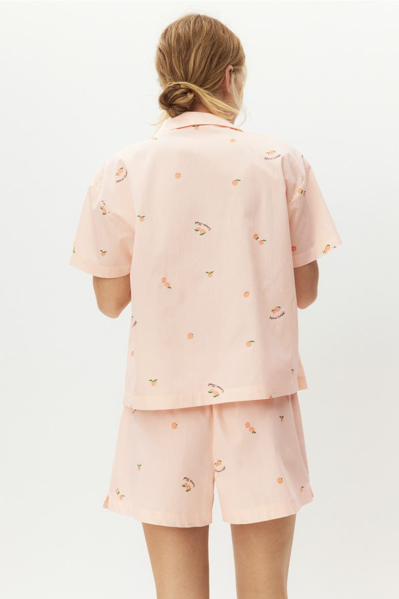 Pyjama Shirt And Shorts, Alternate, color, Light peach pink/apricots
