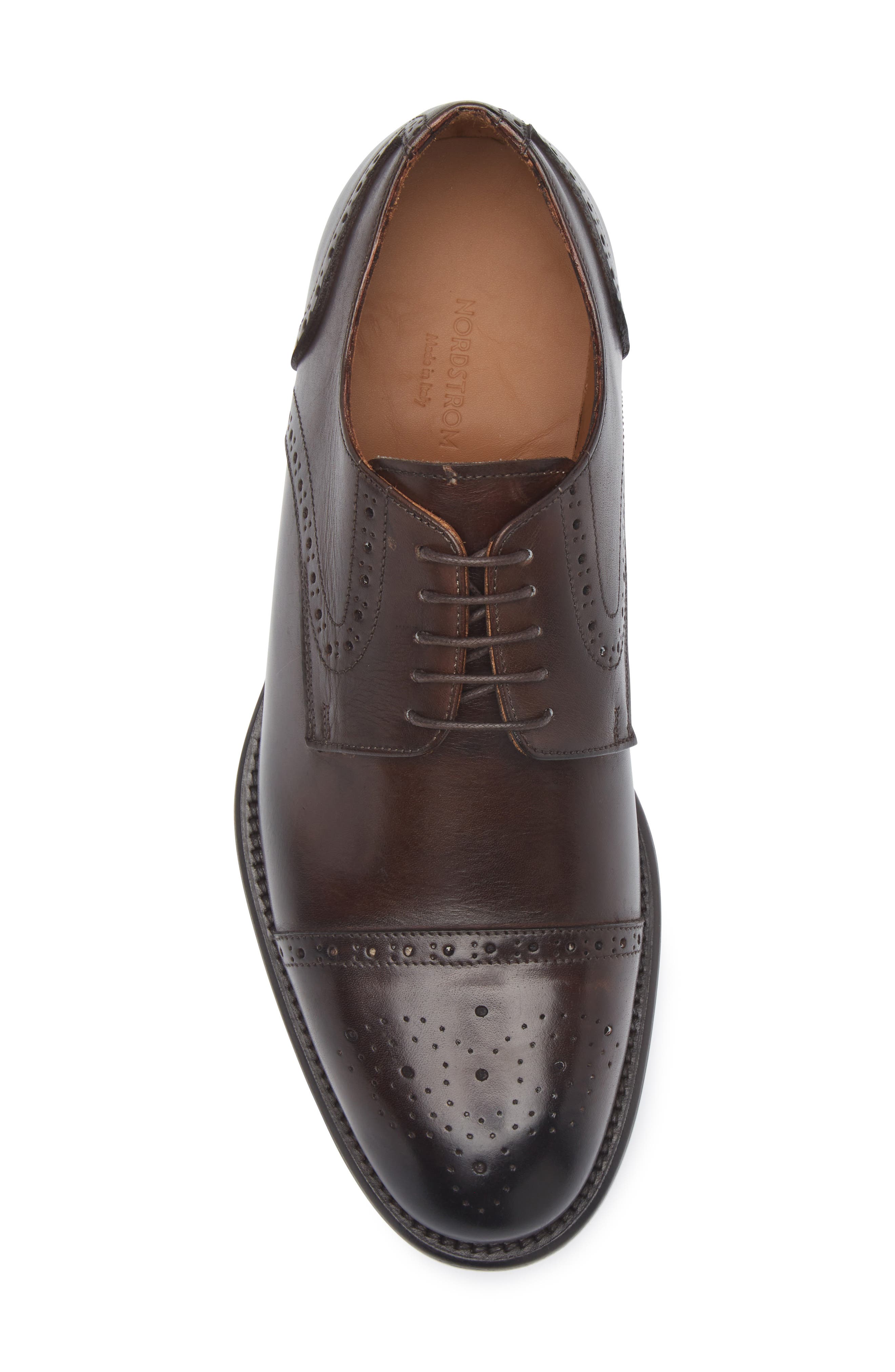 Nordstrom Italian Collection Sorrento Cap Toe Derby, Alternate, color, Brown Hickory Leather