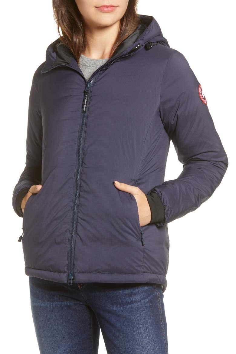 Camp Down Hooded Water Resistant Jacket, Alternate, color, NAVY