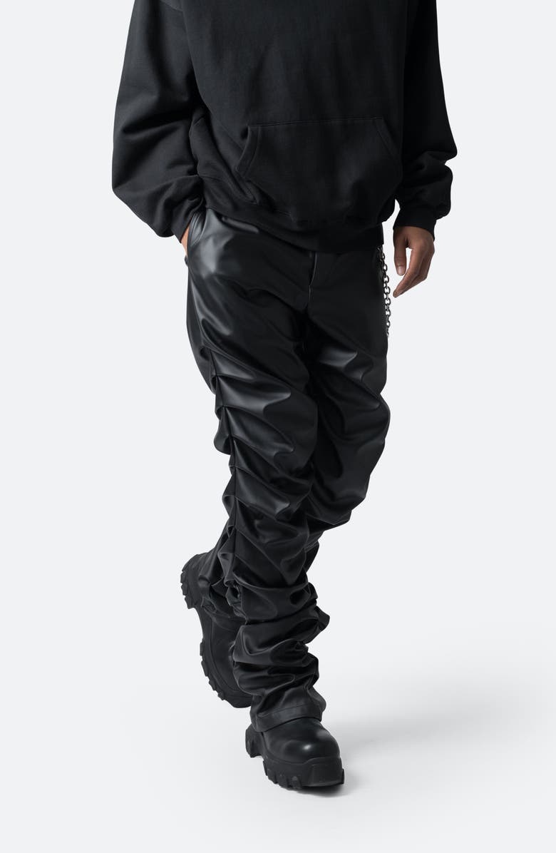 mnml Stacked Faux Leather Pants, Alternate, color, Black