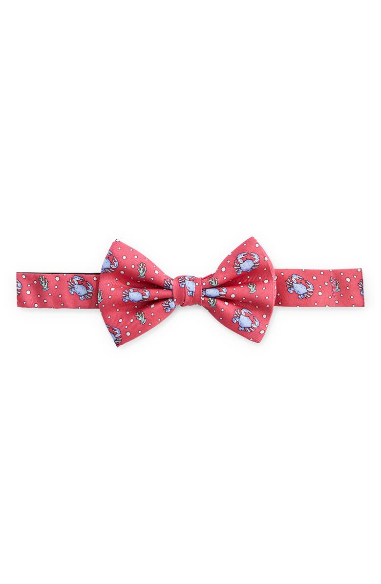 vineyard vines Kids' Crab Silk Bow Tie, Main, color, Raspberry