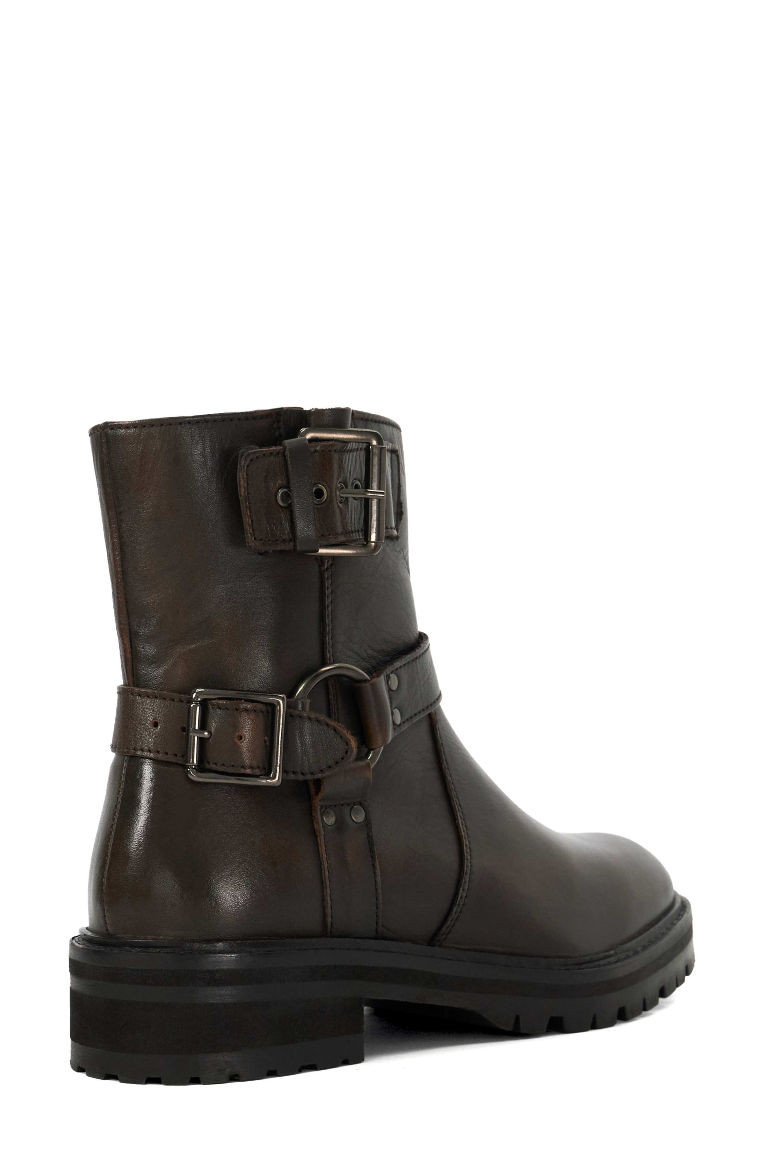 Dune London Piton Moto Bootie, Alternate, color, Chocolate