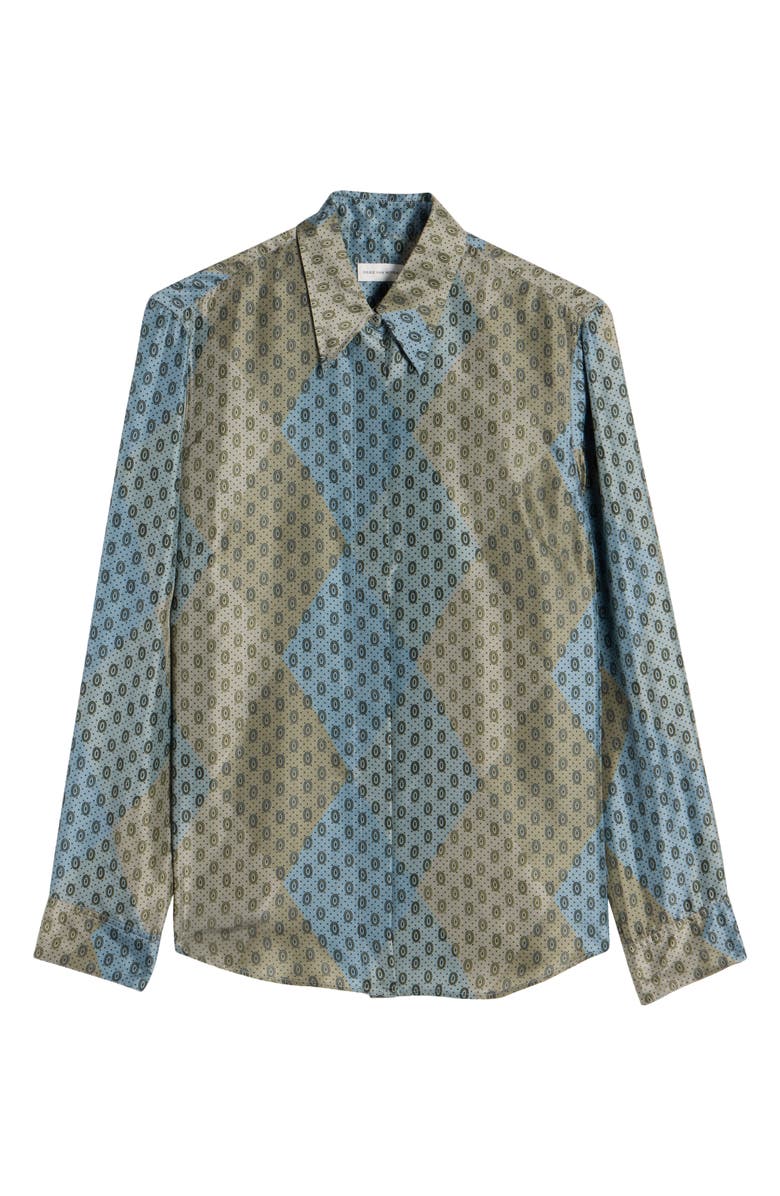Dries Van Noten Cho Silk Button-Up Shirt, Alternate, color, Stone