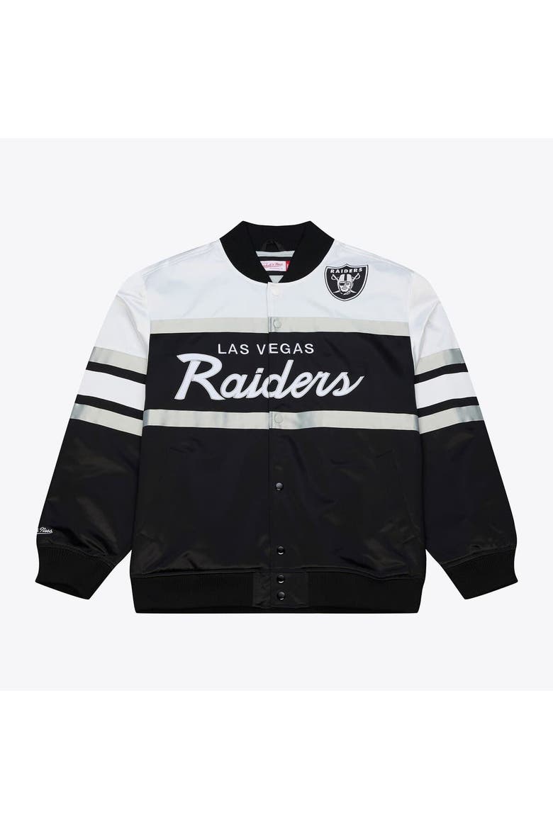 Men's Mitchell & Ness  Black Las Vegas Raiders Head Coach Lightweight Full-Snap Satin Jacket, Main, color, Black