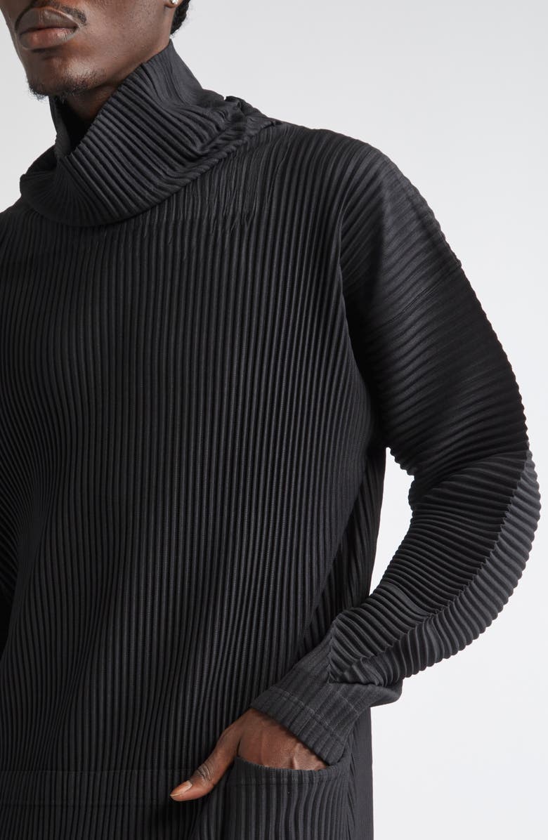 Homme Plissé Issey Miyake Monthly Colors October Pleated Turtleneck Top, Alternate, color, Black