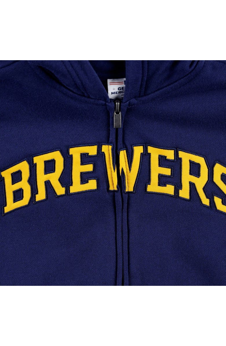 Outerstuff Youth Navy Milwaukee Brewers Wordmark Full-Zip Fleece Hoodie, Alternate, color, Navy