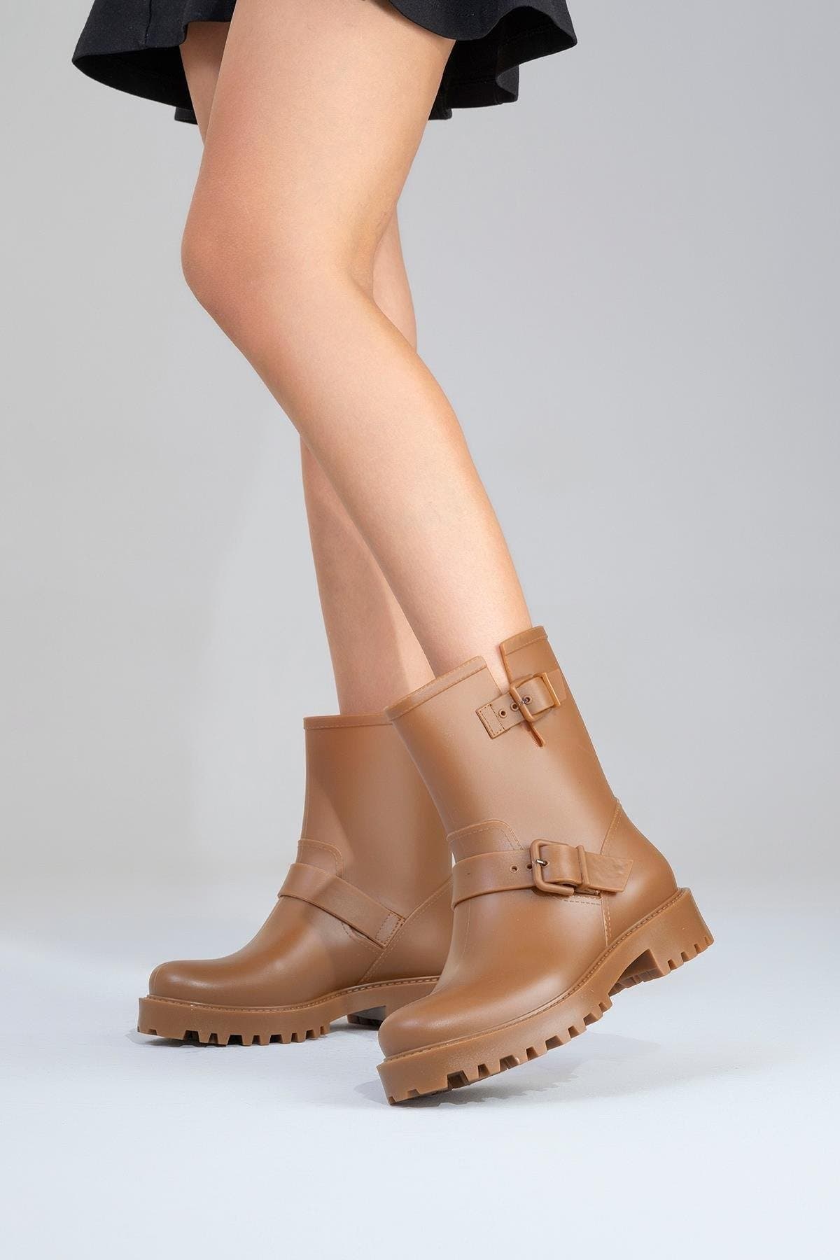 Zone Rain Boot, Alternate, color, Cognac Faux Leather