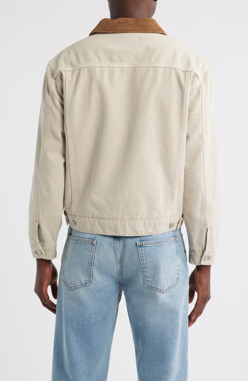 Frame Suede-trimmed Cotton-canvas Jacket In Neutral