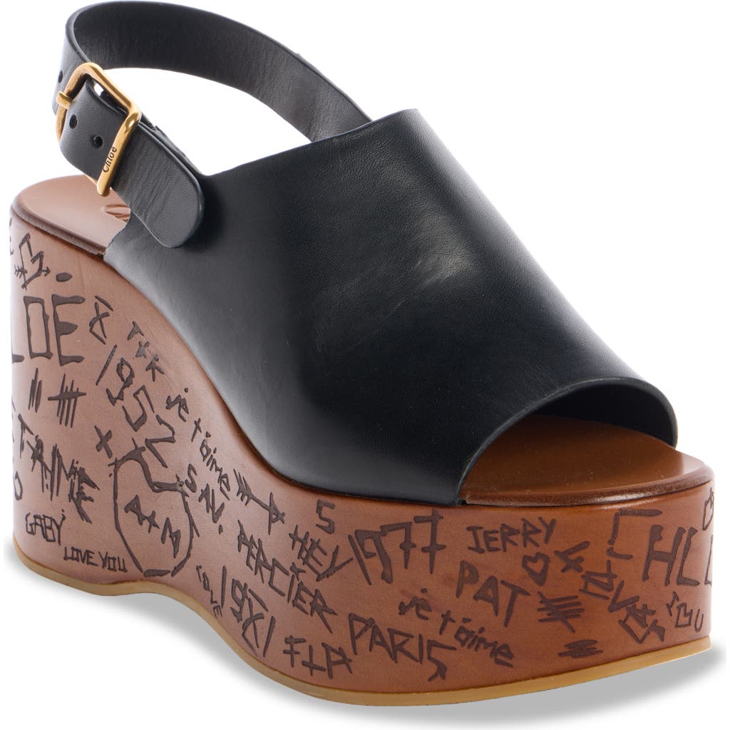 Chloé Maxime Wedge Sandals In Black