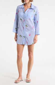 BOHO ME Stripe Cotton Cover-Up Shirt