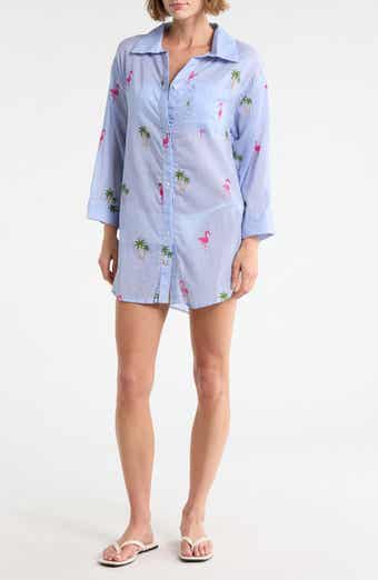 BOHO ME Stripe Cotton Cover-Up Shirt