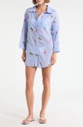 BOHO ME Stripe Cotton Cover-Up Shirt