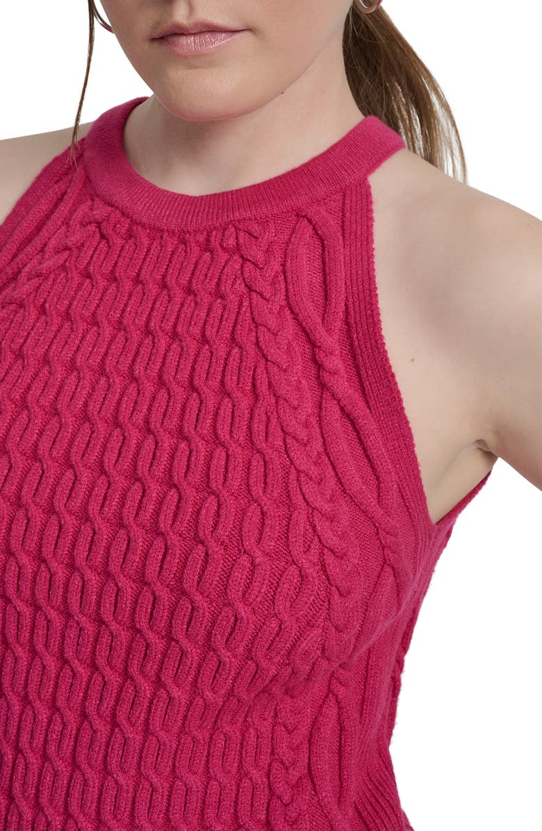 DKNY Jeans Cable Stitch Sleeveless Top, Alternate, color, Wild Berry