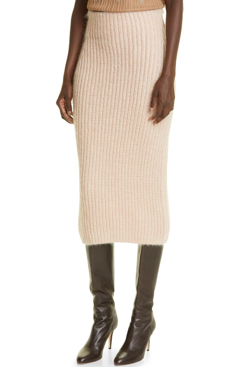 Mohair Blend Knit Midi Skirt, Alternate, color, PROMISE