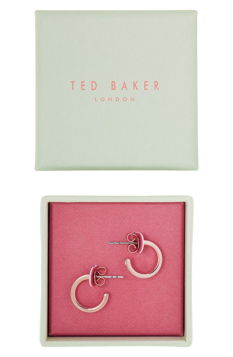 Ted Baker London Seenita Nano Huggie Hoop Earrings, Alternate, color, Rose Gold Tone Clear Crystal
