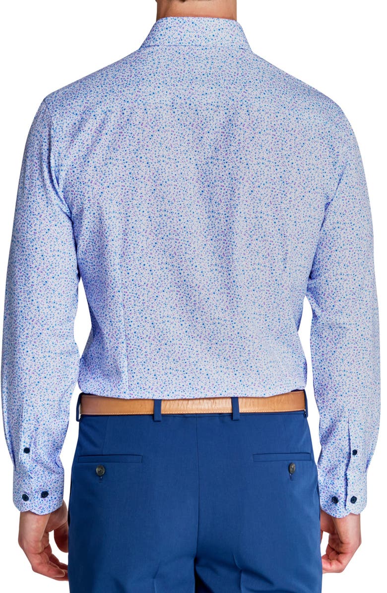 W.R.K Slim Fit Micro Floral Performance Dress Shirt, Alternate, color, White/ Blue