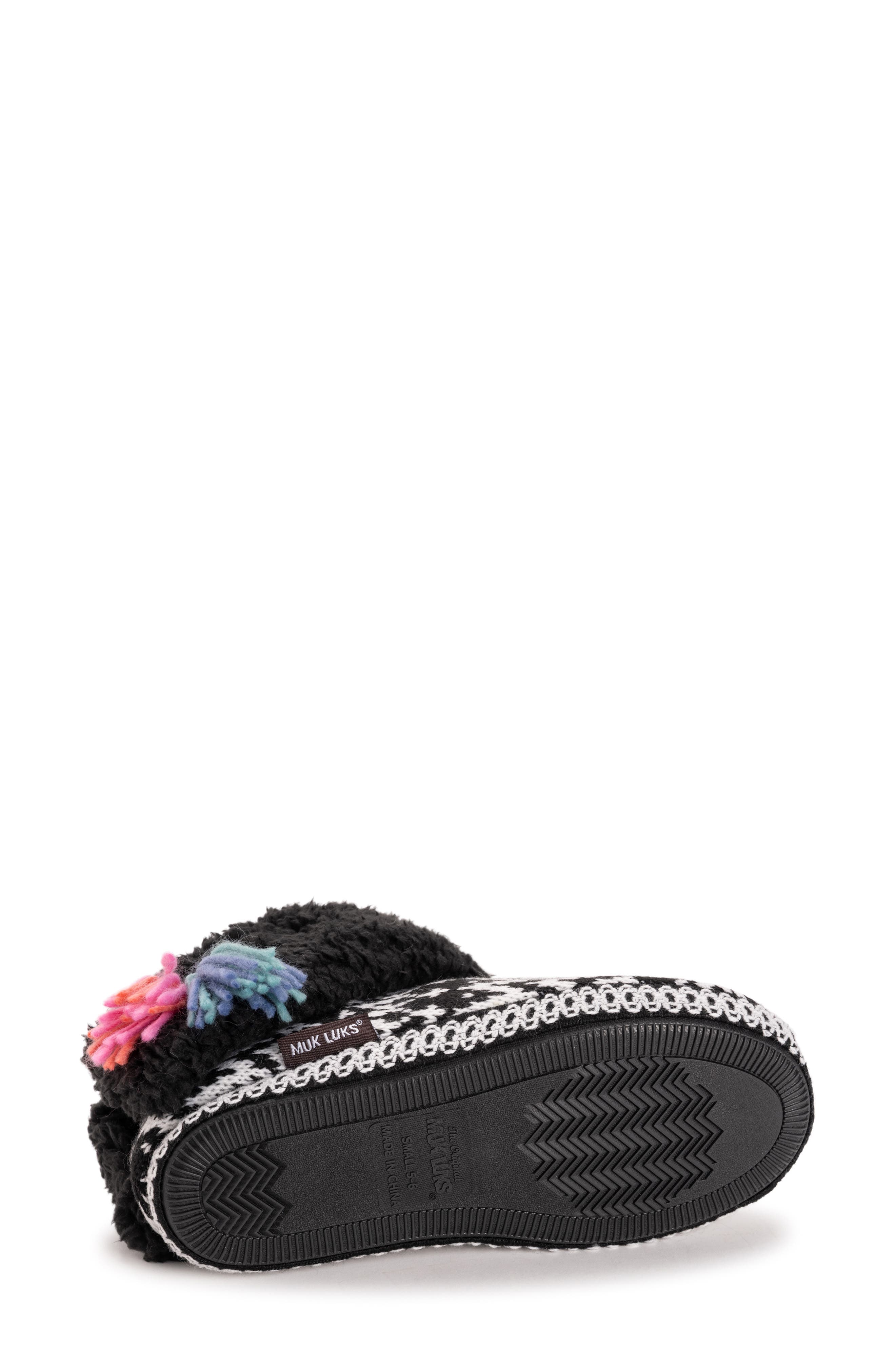 MUK LUKS Melinda Faux Fur Indoor/Outdoor Slipper Bootie, Alternate, color, Black