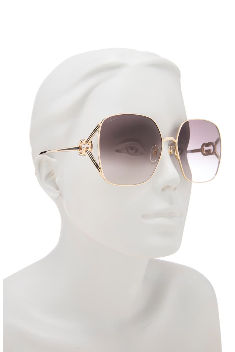 63mm Square Sunglasses, Alternate, color, GOLD GOLD GREY