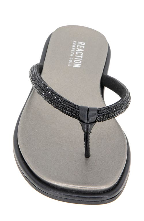 Reaction Kenneth Cole Wynwood Crystal Strap Flip Flop In Black