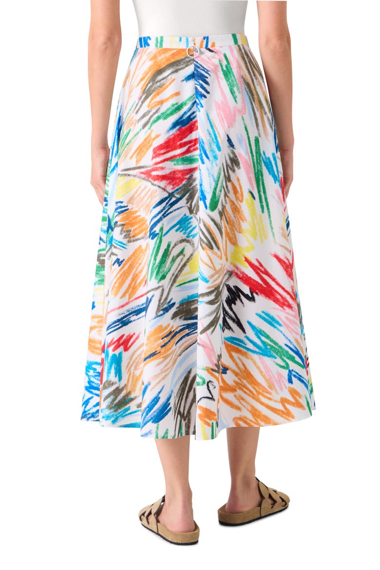 Scribble Print Cotton A-Line Skirt, Alternate, color, CREAM-MULTI