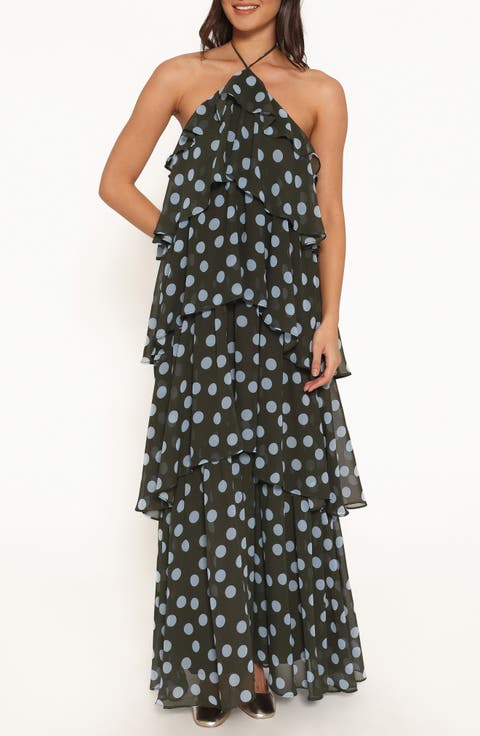 Chasity Halter Neck Tiered Maxi Dress