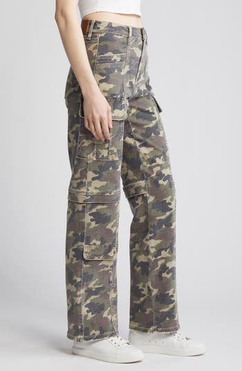 Camo Print Straight Leg Cargo Pants