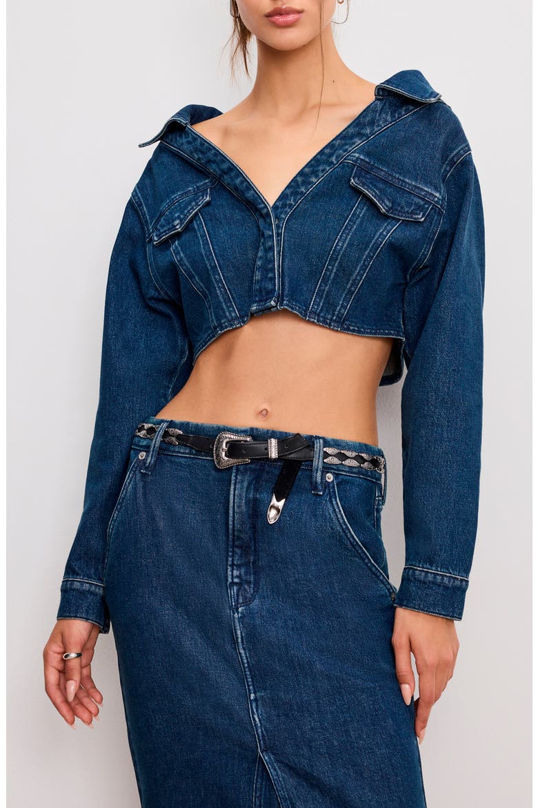 Denim Crop Top, Main, color, INDIGO724