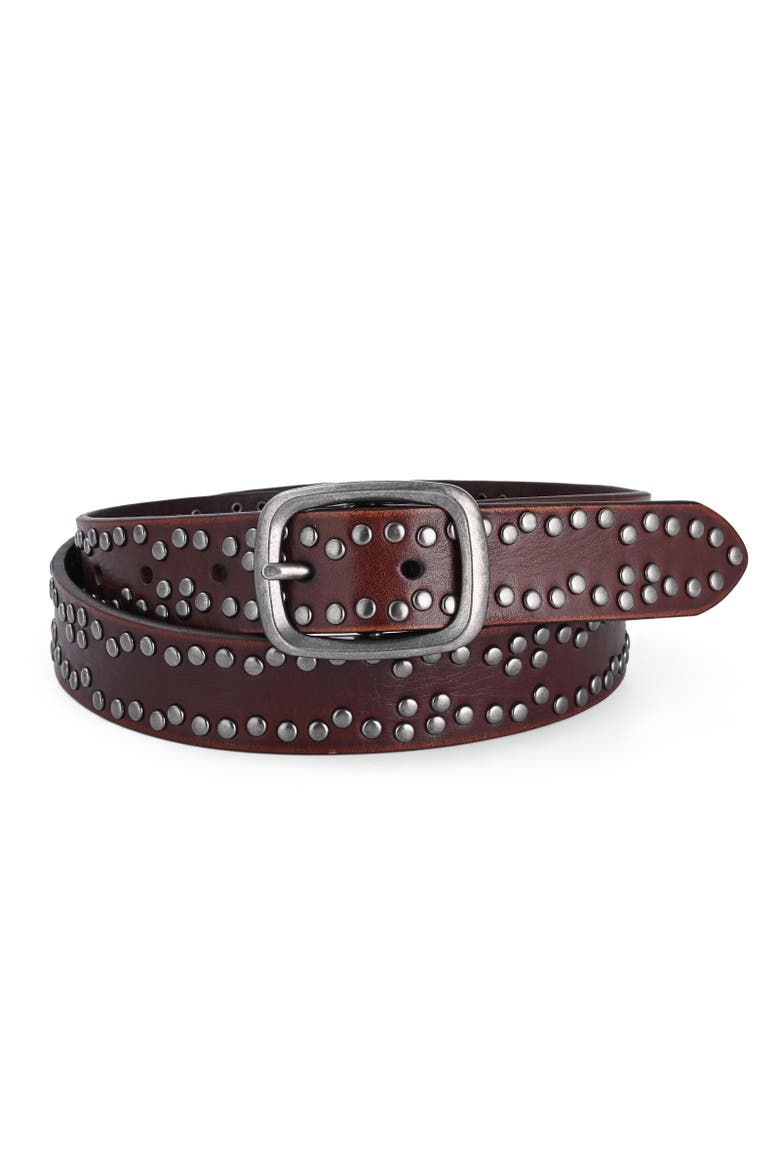 Westland Genuine Leather Desert Inspired Studded Belt, Main, color, Coffee