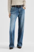 Brunello Cucinelli Comfort cotton denim contemporary loose trousers with monili