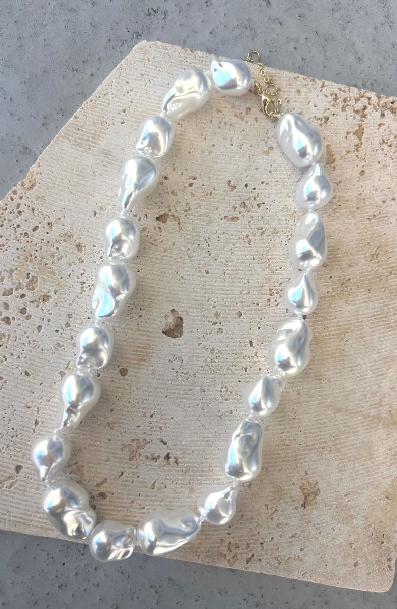 Adornia Chunky Faux Pearl Necklace, Alternate, color, White