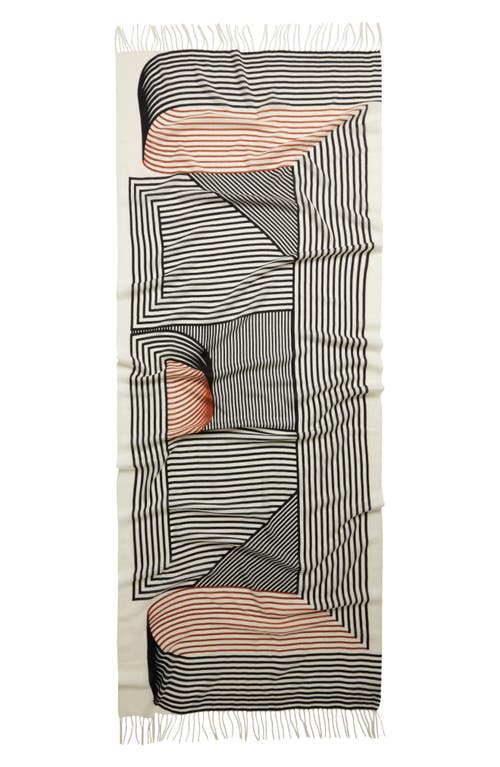 Nordstrom Printed Wool & Cashmere Tissue Wrap In Ivory Curved Stripes
