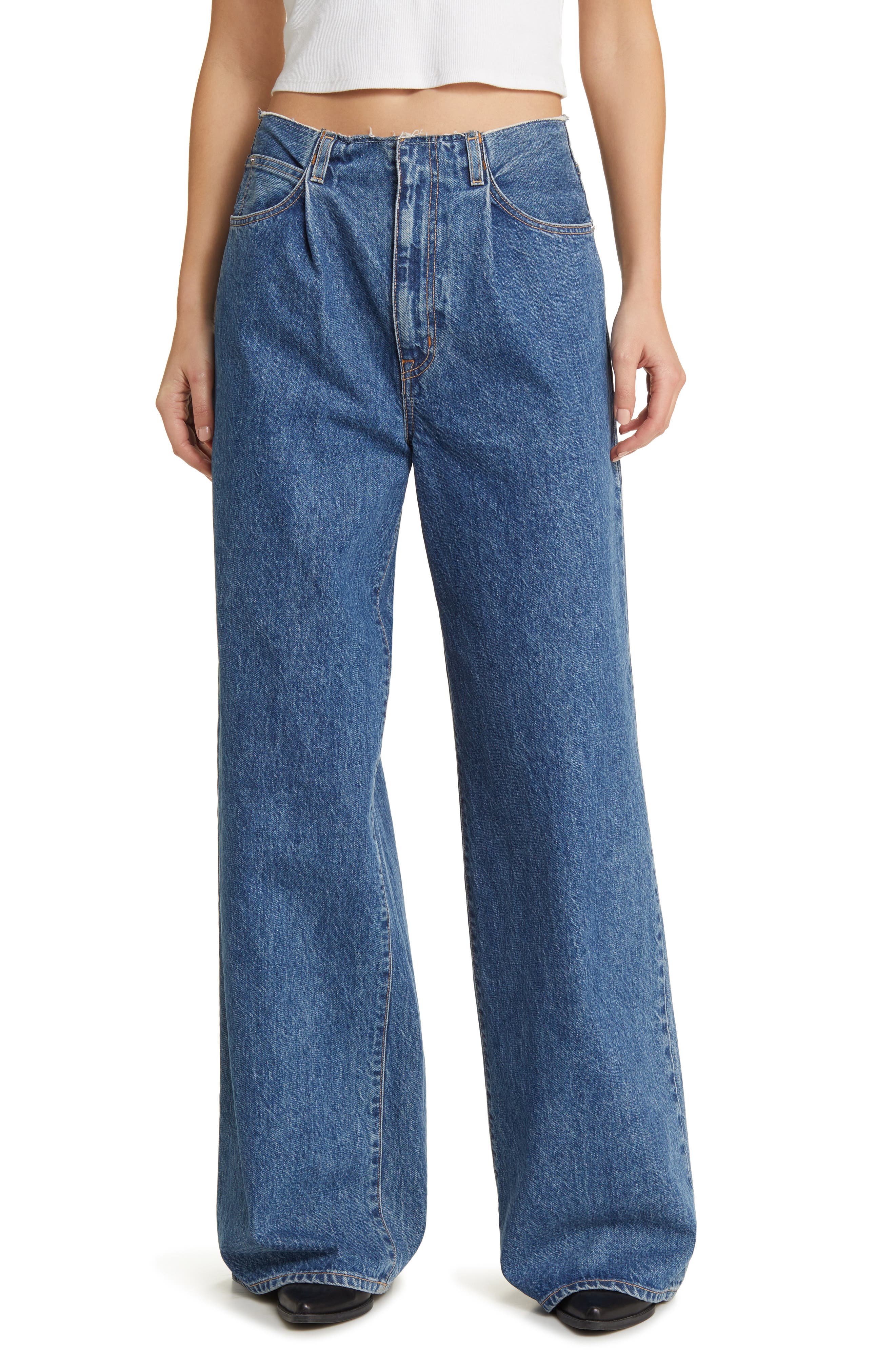 SLVRLAKE Taylor Pleated Wide Leg Jeans