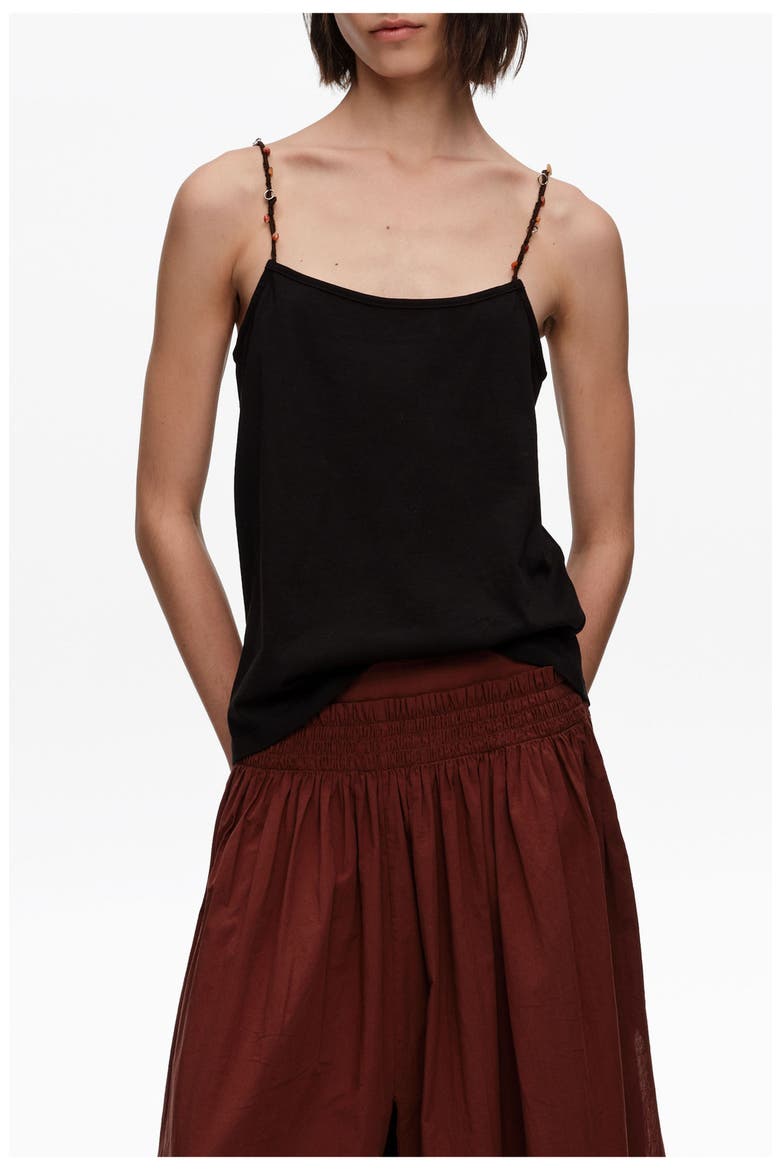 Strappy Top With Decorative Stones, Main, color, BLACK