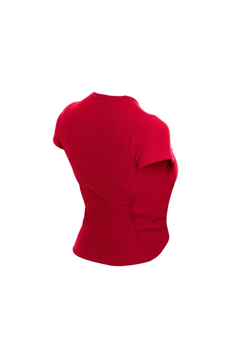 New Era Women's New Era  Dark Red Miami Heat Leisure Collection Baby Doll Cropped T-Shirt, Alternate, color, Dark Red