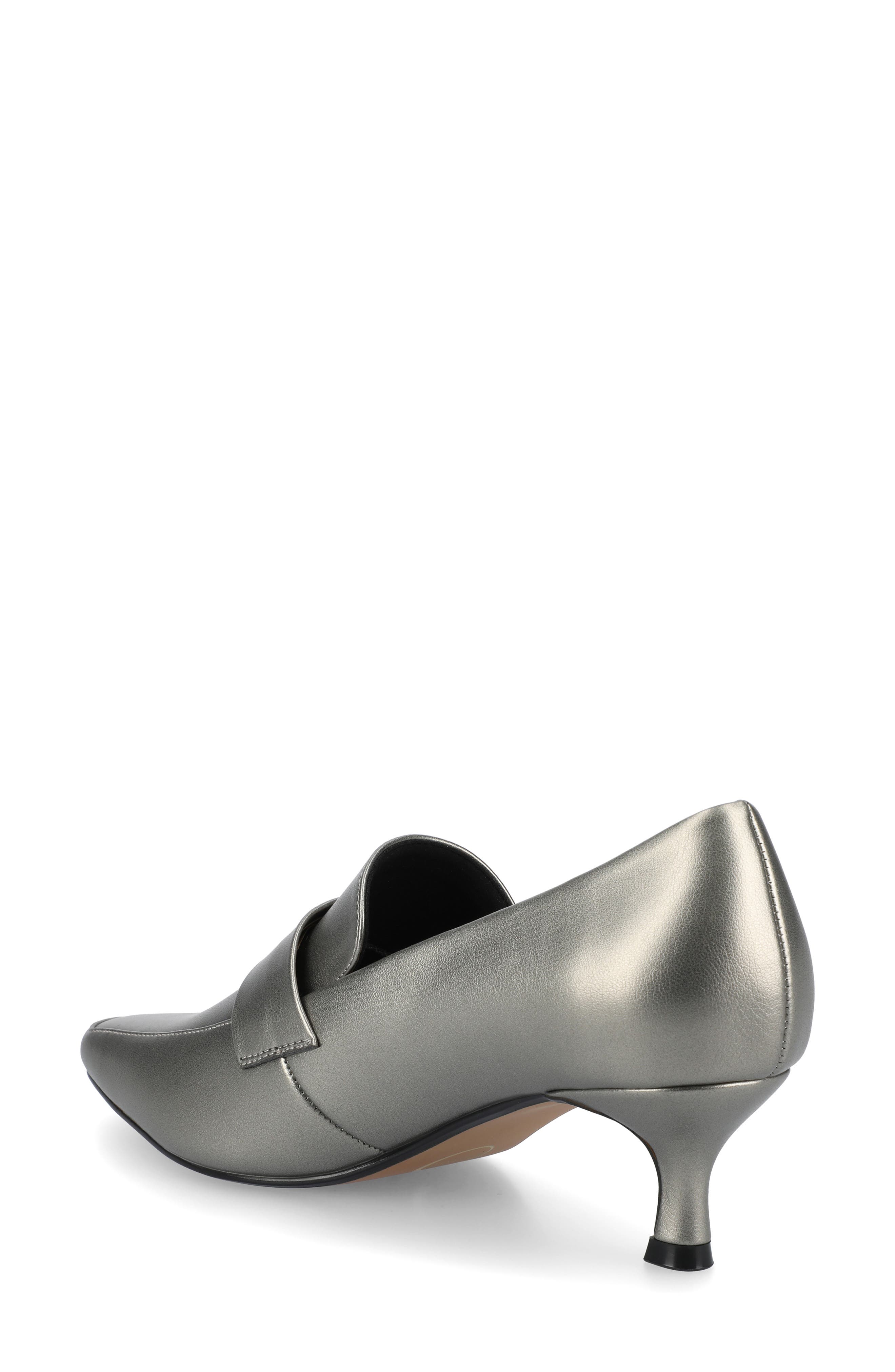 Journee Collection Celina Croc Embossed Loafer Pump - Wide Width Available, Alternate, color, Pewter