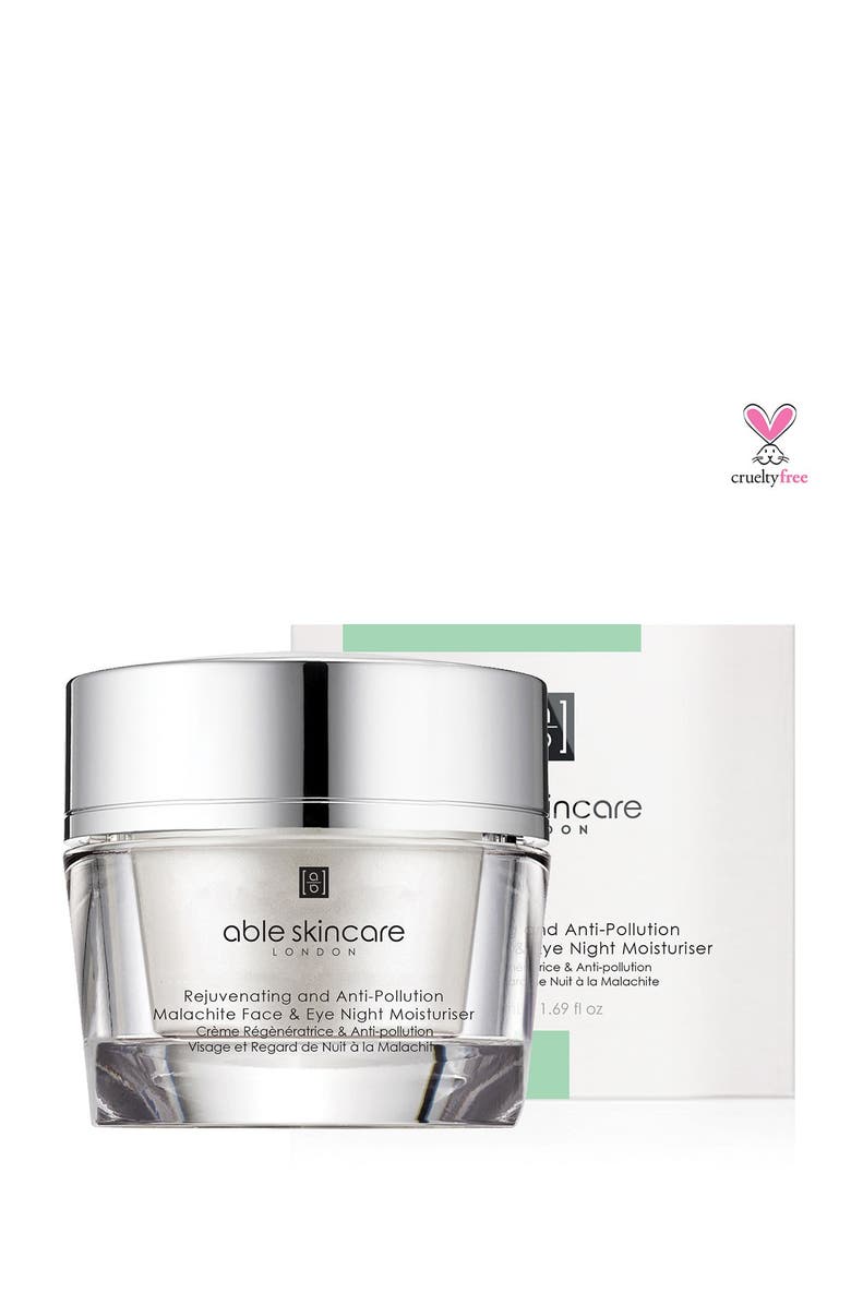 ABLE SKINCARE Rejuvenating & Anti-Pollution Malachite Face & Eye Night Moisturiser, Main, color,