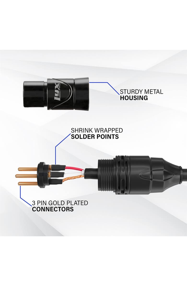 Lyxpro 1.5 ft Right Angle XLR Cable, Female to Male, 3 Pin Microphone Cable, Alternate, color, Black