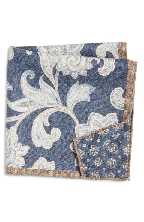 Verdun Floral & Medallion Reversible Silk Pocket Square