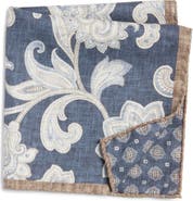 Jack Victor Verdun Floral & Medallion Reversible Silk Pocket Square