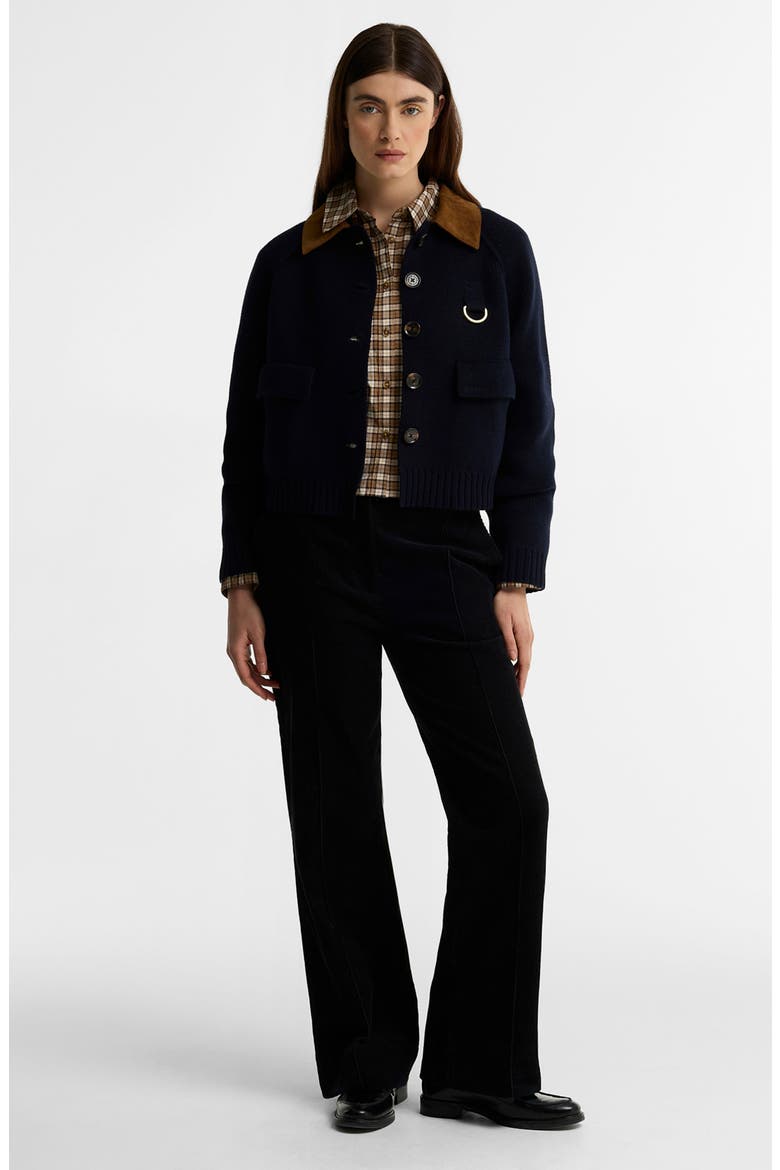 Emmy Wide Leg Corduroy Trousers, Alternate, color, BLACK